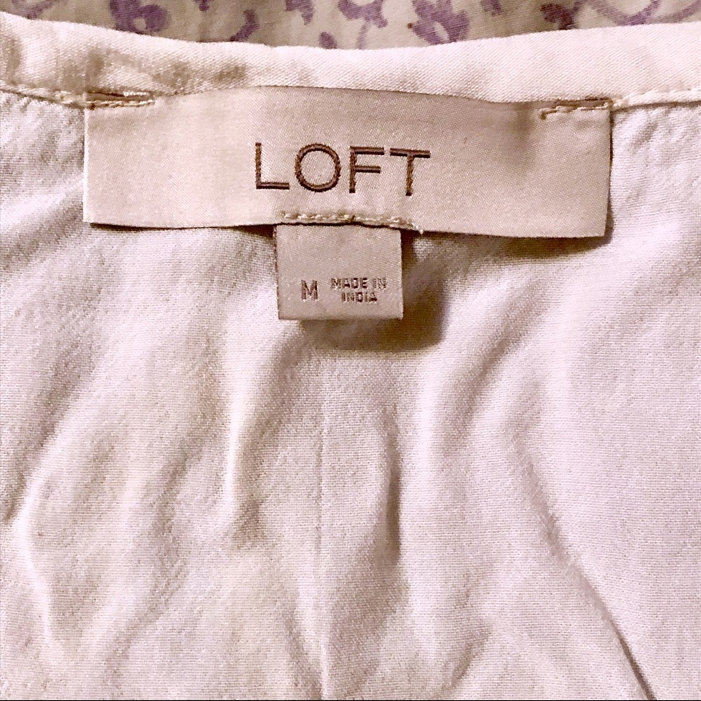 LOFT White Blouse with Blue Floral Embroidery - Picture 4 of 5